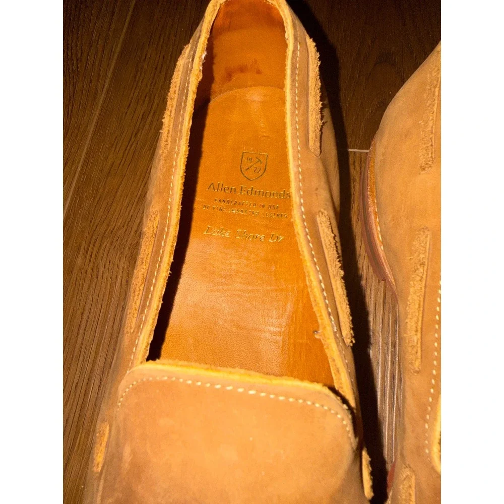 Allen Edmonds Lake Shore Drive Tan Leather Tassel Loafers Mens USA  10.5 D